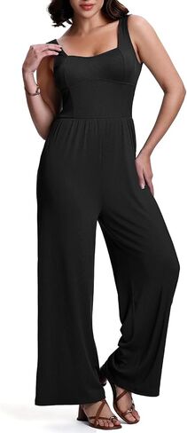 Cestyle Women's Dressy Jumpsuits With Pockets Casual Sleevesless Wide Leg Romper One Piece Travel Outfits in Kuwait