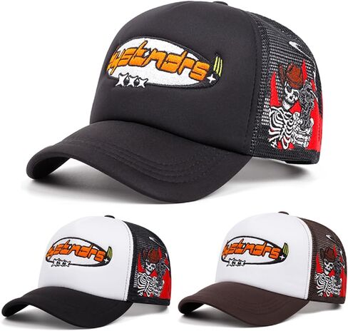 UMiCHOi Embroidery Trucker Hat Cute Dad Hat Mesh Skeleton Baseball Caps for Men Women Youth in Kuwait