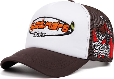 UMiCHOi Embroidery Trucker Hat Cute Dad Hat Mesh Skeleton Baseball Caps for Men Women Youth in Kuwait