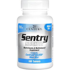 القرن الحادي والعشرين Sentry Senier Men 50plus tablets ، White Ascented 100 Count