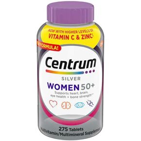 Centrum Silver Women 50 Plus Multivitamin, 275 Tablets+Bundled with nalkotsupliment Guide, Non-GMO & Gluten Free, Easy to Take Smooth Coating
