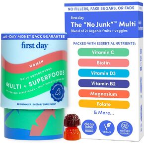 الفيتامينات متعددة الفيتامينات في اليوم الأول للنساء - غنائية في الفيتامينات اليومية للسيدات - فيتامين A C D E B12 ، المغنيسيوم ، الزنك ، البيوتين - نباتي ، فيتامينات المرأة الخالية من الغلوتين - نمو الشعر ، الجلد ، الطاقة - إمدادات 30 يومًا in Kuwait