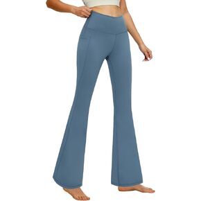 YOYOYOGA Flare Leggings Tummy Control Bootcut Yoga Pants with Pockets High Waisted Stretchy Pull Pant Bootleg Cut