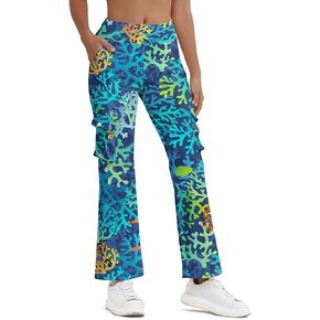 Cargo Flare Leggings for Women with 4 Pockets High Waist Cargo Leggings Workout Cargo Pants Yoga Pants Casual Pants in Kuwait