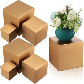 BBTO 6 PCS RISES Buffet Gold Gold Wood Gowling Table Stand for Food Wood Cube Box عرض مجموعة تعشش الناهض