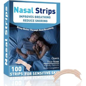 Nasal Strips, Anti Snoring Solution Extra Strength, Improved Airflow, Relieve Nasal Congestion, 100 Pcs Nasal Strips for Snoring Comfortable Fit, Suitable for Men & Women