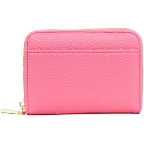 Credit Card Holder for Women Small Leather Zipper Card Case Wallet for Women 1pc（Classic Black）