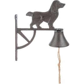 Ganz Vintage Style Puppy Dog Cast Iron Wall Mounted Dinner Bell, 10 x 7 x 3.25 Inches, Indoor Outdoor Garden Decor, Rustic, Black, Dog Bell, Casual Gatherings