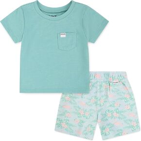 Hurley Baby-Boys And Toddler Boys' Soft Basic Cloud Slub T-shirt and Shorts 2-piece Outfit Set