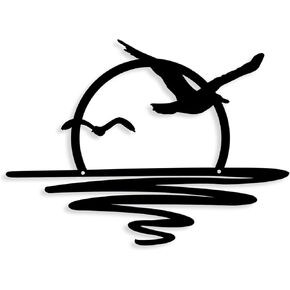 Artinme Sunrise and Seagulls الجدار المعدني الفن الحد الأدنى الجدار الحديثة Art Boho ديكور غروب الشمس الداخلية تصميم الشمس الجدار الفن لغرفة غرفة المعيشة غرفة نوم ، 16 × 11.4 '(البرتقالي) in Kuwait