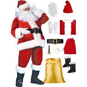 Santa Claus Costume for Men 25PCS, Christmas Santa Costume for Men Adult Deluxe Santa Suit