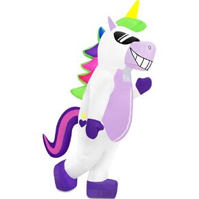 Danxilu Inflatable Costume Adult Full Body Inflatable Unicorn Costume Adult Wearing Sunglasses for Men Women Funny Blow Up Costumes for Halloween Party Cosplay