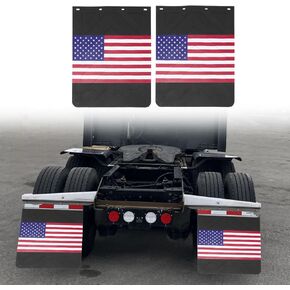 2024 ترقية جديدة رفرف الطين لشاحنات/مقطورة مع تصميم العلم الأمريكي ، Universal Hight Duty Rubber Mudflaps ، 24 × 30 بوصة 2 عبوة