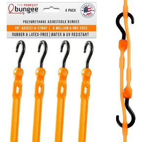 Perfect Bungee 36 "Adjust-A-Strap ، حزام بونجي للبولي يوريثان القابل للتعديل ، وسنانير نايلون شديدة التحمل ، مصنوعة في الولايات المتحدة الأمريكية ، 4 حزمة ، أسود