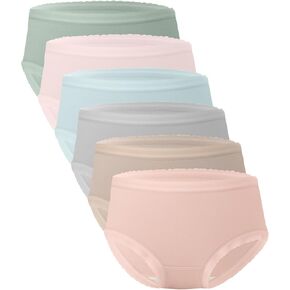 BAMBOO COOL Womens Underwear Soft Lace Panties Hipster Ladies Underpants Full Coverage Briefs, 6-Pack