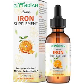 Iron Liquid Drops for Women & Men - 18mg High Absorption Liquid Iron Supplement for Anemia, Red Blood Cell, Energy Support & Immune Health, Vegan, Non-GMO, Natural Orange Flavor (2 Fl Oz)