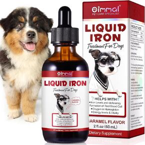 Liquid Iron Supplements for Dogs - with Folate and B12 – Supplements Anemia, Promotes Blood Health, Oxygen Supply and Blood Cell Formation – Increase Low Energy Levels – Lethargy - 2 oz