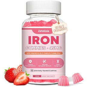 Levegan 2 Pack Iron Complement Gummies for Women & Men ، فقر الدم ، باني الدم ودعم الطاقة لنقص الحديد ، مع فيتامين C ، A ، B Complex ، حمض الفولي