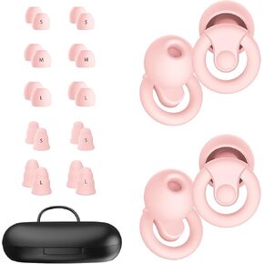 Ear Plugs for Sleeping Noise Cancelling | 2 Pairs Noise Reduction Earplugs for Sleep,Deep Focus,Snoring Blocking,Airplane, 33dB - 38dB Reusable Hearing Protection Silicone & Foam Ear Tips (Purple)