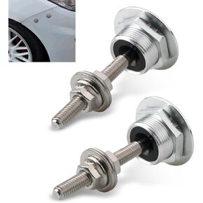 2 PCS Car Hood Lock ، 1.18 "× 2.16" دبابيس غطاء محيطات محيطات محيط ، قفل تعديل سباق Mini للسبائك ، Universal for Cars (Silver)