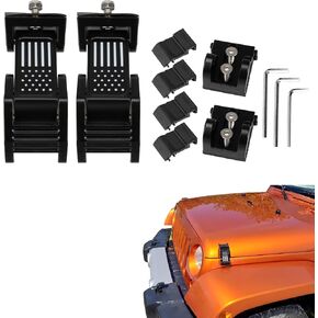 PSLER Aluminum Hood Latch Lock Catch Fits Wrangler JK JKU 2007-2018 Wrangler JL JLU 2018-2024 Gladiator JT 2020-2024 U.S. Flag
