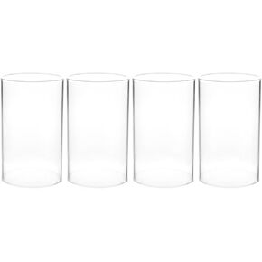 Homsfou 4pcs حامل شمعة زجاجية أسطوانية - أكمام ثريا ، موقف Menorah ، أنبوب الشموع - الزجاج البورسليت العالي