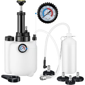 Nuanchu 3L Manual Brake Bleed Fluid Pump Brake Bleed Kit One Person Brake Bleeder Vacuum Pump Kit with 1L Brake Fluid Bleed Bottle, 4 Master Cylinder Adapters Suitable for Most Models
