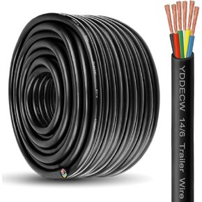 سلك مقطورة 6 طرق - 14/6 ثقيل 50 قدمًا 100 ٪ من النحاس النقي 6 الأسلاك كابل مقطورة 14 Gauge 6 CONDUCTOR CABEN