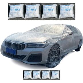 Disposable Transparent Car Cover - Waterproof, Dustproof, Scratch & UV-Resistant Protection for Cars, SUVs, Easy to Use, Eco-Friendly - Pack of 2 for Travel & Outdoor Parking (2, L)