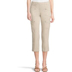 Elliott Lauren Women's Pull on Crop Cargo Pants with Slanted Pockets Rivets Detail