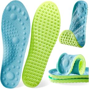 4D Cloud Soles Insoles for Men and Women,Soft Shock Absorption Massage Sports Shoe Inserts, Arch Support Memory Foam Insole (Black, XL Men 11~12 /Women 12.5)