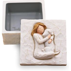 Dog Lovers Gifts for Women, Dog Memorial Gifts for Loss of Dogs, Dogs Mom Gift for Women, Golden Retriever Gift, Sculpted Hand-Painted Keepsake Box(White)