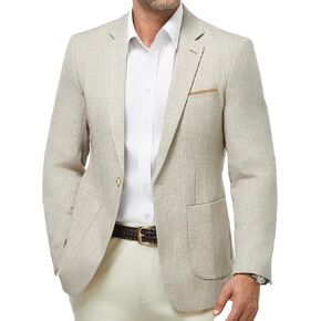 Wulful Men Sport Coats Blazers Linen Cotton Stlazer Fat Patch One Button Suct