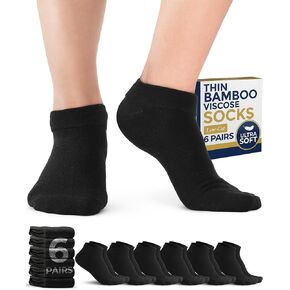 Pembrook Bamboo Viscose Socks Woman - 6 أزواج | نساء رقيقة منخفضة | جوارب خفيفة الوزن النساء