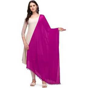 Chandrakala Chiffon DuPatta للنساء ، شال وشاح التفاف Chunni (D274-P) (Magenta)