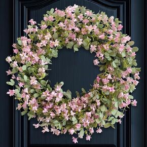 Summer 24-inch Wreath Sour Date Flower Yellow Flower Wreath Front Door Porch Patio Decoration Holiday Celebration Party Office Decoration