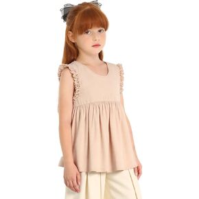 LittleSpring Girls Sleeveless Tunic Blouse Ruffle Summer Shirts Swing Tank Tops