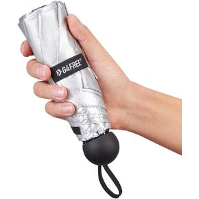 G4Free Compact Travel Umbrella UPF 50+ UV Protection Sun Blocking Mini Umbrellas for Men and Women(Silver/Lake Blue)