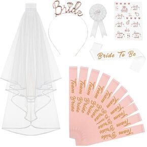 Bridal Veil Bachelorette Party Decorations | Bride To Be Headband Decorations White Headpiece Bridal Shower Gift Bridesmaid Favors Engagement Party Supplies