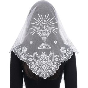 Bozidol Mantilla Veils for Church Catholic: Triangular Camellia Chalice Veil for Women Mass Communion, JHS Chapel Head Veils