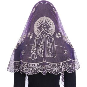 Bozidol Mantilla Veils for Church Catholic, Spanish D Shape Virgin Mary Lace Chapel Veil, Latin Mass Head Coverings for Women