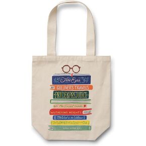 RIFLE PAPER CO. Book Club Canvas Tote Bag for Beach, Gym, & Travel, Shoulder Bag for Women, Reusable Bag, Summer Essentials