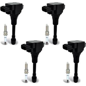 Coil Coil UF549 Parch Plugs: متوافق مع Nissan Altima Sentra Versa March Rogue Frontier NP300 Infiniti 2007 2008 2008 2010 2011 2012-2019 مجموعة من 4 حزم شرارة