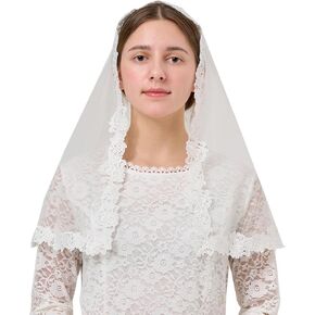 YHDDYG Lace Mantilla Catholic Church Chapel Veil Semicircle Tulle Lace Head Covering Bridal Veil Party Veil S122