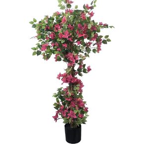 Bougainvillea Artificial Tree with Flowers (5.4FT-65 Inch) UV- Resistance Faux Blooming Flower Outdoor/Indoor Tree Front Porch Plants, Home, Office, Living Room Decor