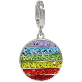 Annie & Sisters Round Disk Rainbow Pop-It Toy Crystal Sterling Silver Charms هدية رائعة لأحبائك لعيد الأم وعيد الميلاد وعيد الميلاد والذكرى السنوية مع صندوق أنيق
