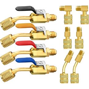 R410A المبرد تركيبات الخسارة المنخفضة أدوات HVAC لـ R410A R134A R12 R22 المبرد 10 أجزاء مكيف الهواء صمام الكرة المدمجة 1/4 بوصة لنظام الانقسام