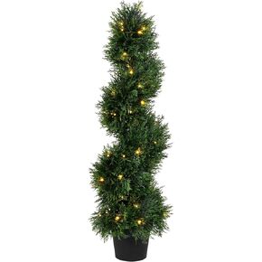 Vickerman قبل مضاءة LED الاصطناعي Topiary Topiary Tree 3 أقدام الطول - محفوظة بوعاء الأخضر الخضراء - الأشعة فوق البنفسجية مقاوم داخلي في الهواء الطلق الفناء فناء فو فو فو.