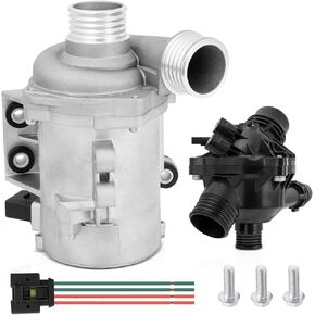 11517563183 Electric Engine Water Pump with 11537549476 Thermostat Compatible with BMW E60 E61 E70 E82 E83 E85 E90 E92 E93 E89, 128i 325i 328i 330i 525i 530i X3 X5 Z4, N52 Engine Replace # 11517586925