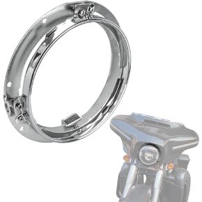 7 Inch Round Headlight Ring Mounting Bracket for Harley, Chrome Head Lamp Adapter Mounting Bracket Ring for Street Glide Road King Electra Glide Davidson Accessories